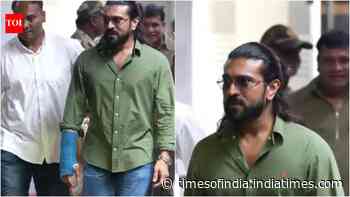 Ram Charan at Hyderabad after Chiranjeevi's birthday celebrations