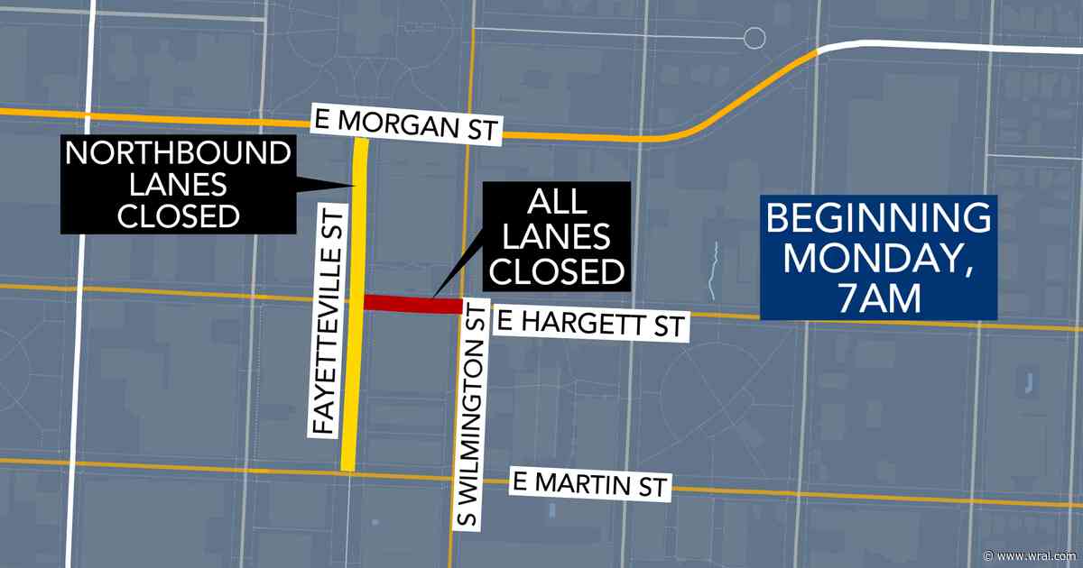Hargett Street detours begin in downtown Raleigh Monday morning