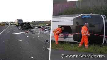 Beelden: gewonden bij ongeluk touringcar en bestelbus op A28