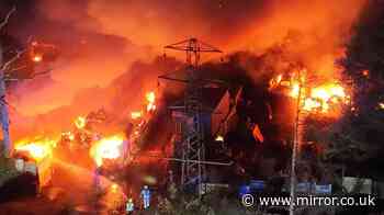 Cars destroyed in huge fire at parking site used by Gatwick Airport holidaymakers
