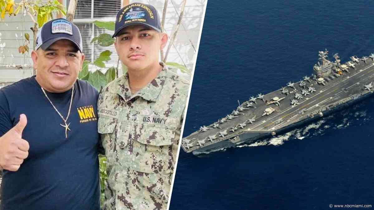 Father of sailor aboard the beleaguered USS Abraham Lincoln detained by ICE, family says
