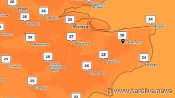 Two days of rain forecast for Kent weather but still lots of sunshine and top temperature of 27C