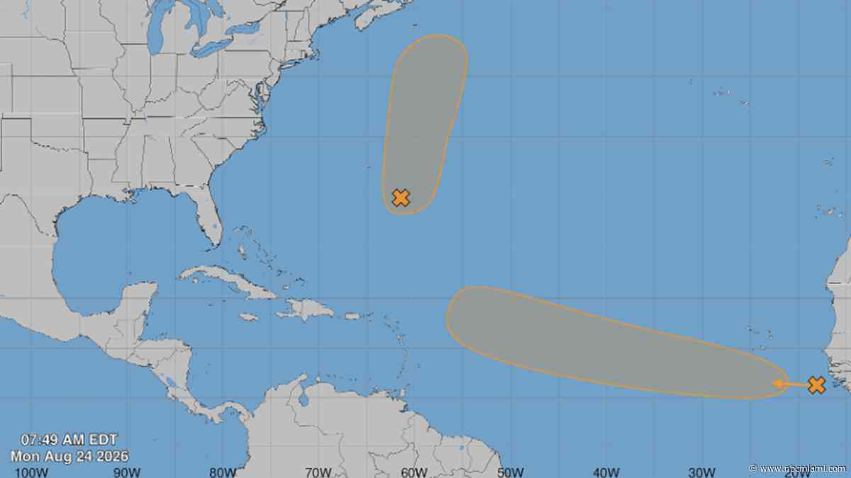 Forecasters watching 2 areas in the Atlantic for possible development, NHC says