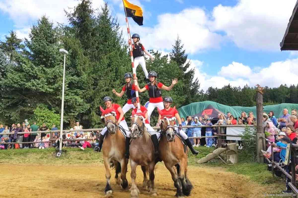 Einmalig im Vogtland: Reiter und Pferde bauen vierstöckige Pyramide