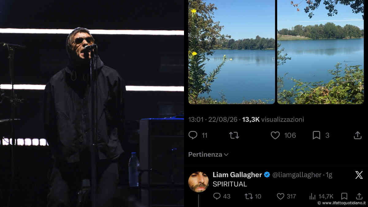 Liam Gallagher scopre il laghetto di Segrate e commenta “Spiritual”: il post su X è virale