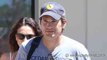 Ashton Kutcher, 48, sports a dad bod while out with wife Mila Kunis and daughter Wyatt... after he complained his good looks hurt his acting career
