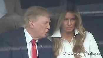 What Trump and Melania appeared to whisper during 'intense' VIP suite exchange... as Natalie Harp stood just behind them