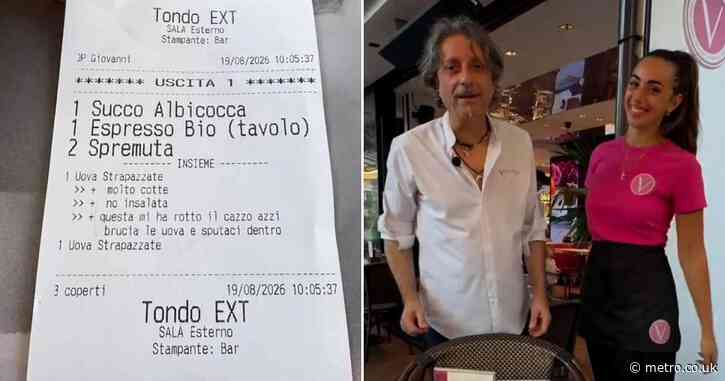 Diner’s disgust at receipt telling staff to ‘burn and spit on eggs’ after sending them back