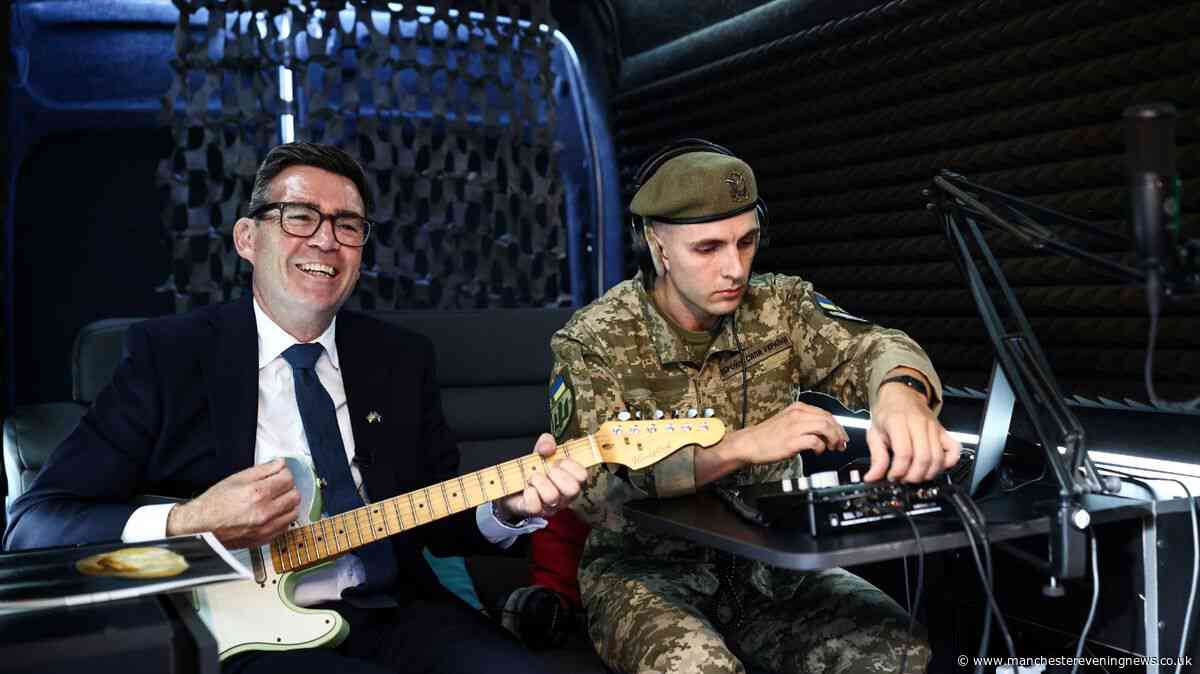 Andy Burnham filmed playing The Smiths song on guitar with Ukrainian soldier during Kyiv visit