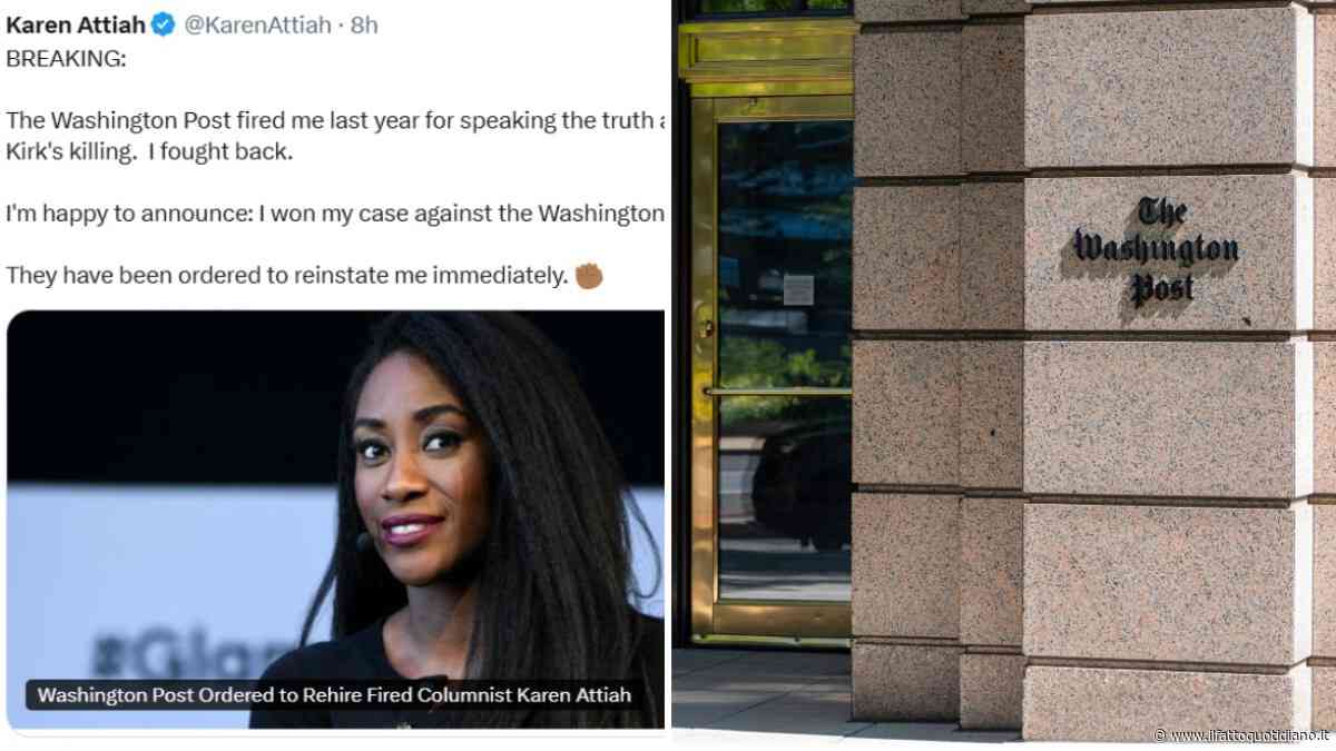 Fu licenziata dal Washington Post per i post su Charlie Kirk, l’editorialista Karen Attiah dovrà essere reintegrata