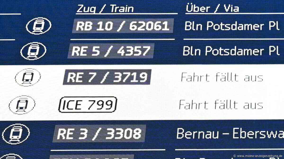 Etwa jeder zwölfte Fernzug ganz oder teilweise ausgefallen