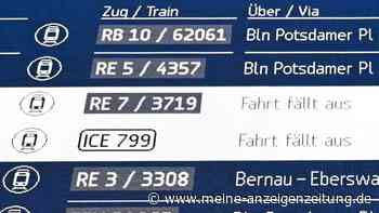 Etwa jeder zwölfte Fernzug ganz oder teilweise ausgefallen