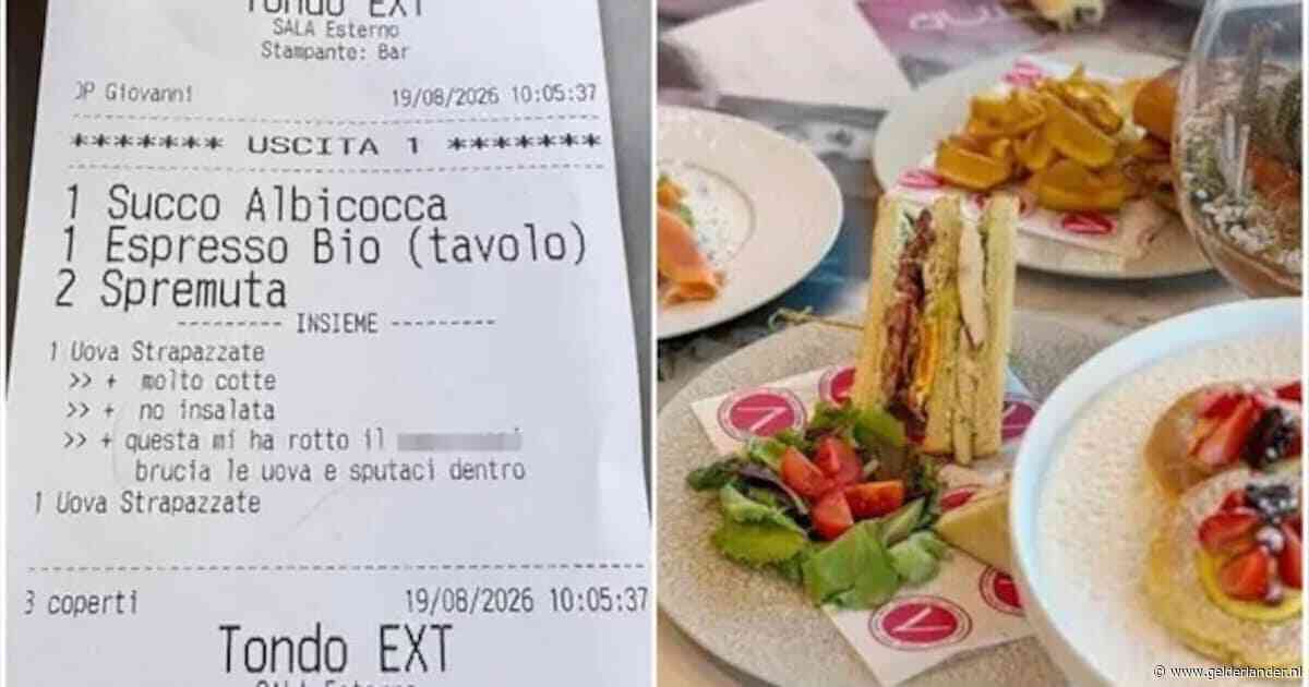 ‘Laat de eieren aanbranden en spuug erop’: boodschap van Italiaanse ober op bonnetje doet wenkbrauwen fronsen