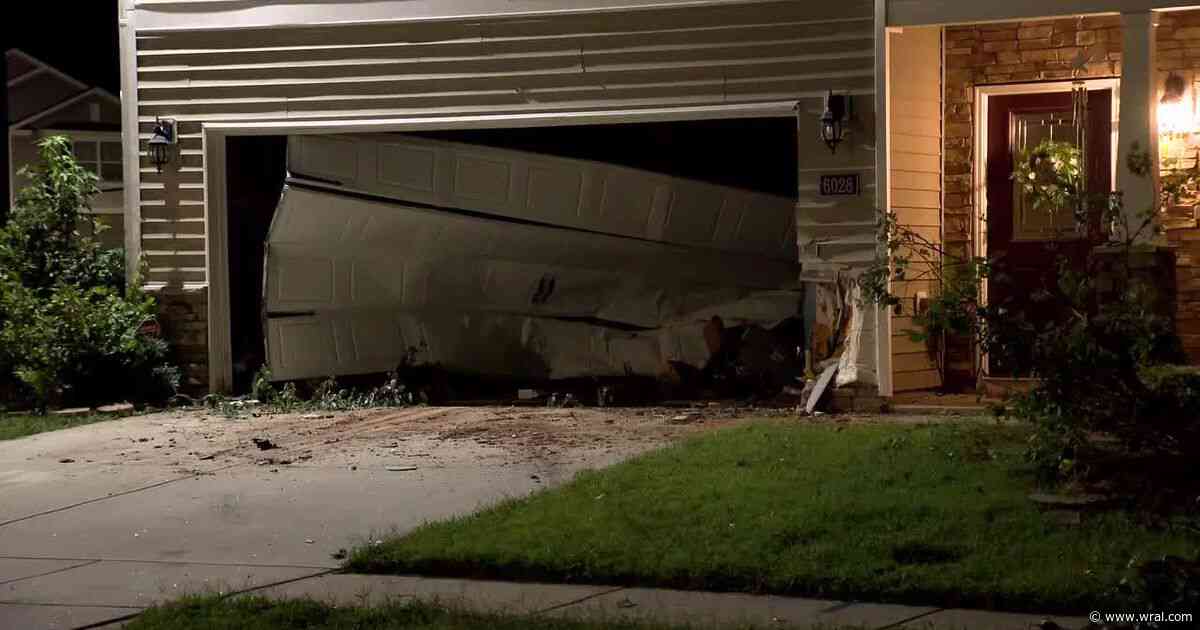 Car crash heavily damages garage of Zebulon home