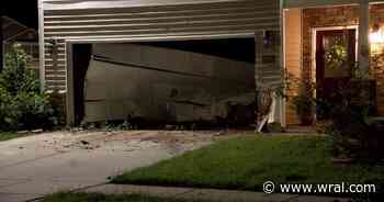 Car crash heavily damages garage of Zebulon home