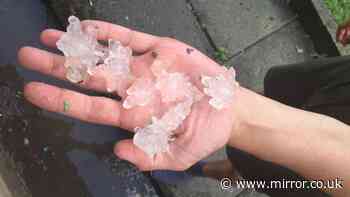 Met Office names 70 areas facing 2cm hailstones in second warning this week