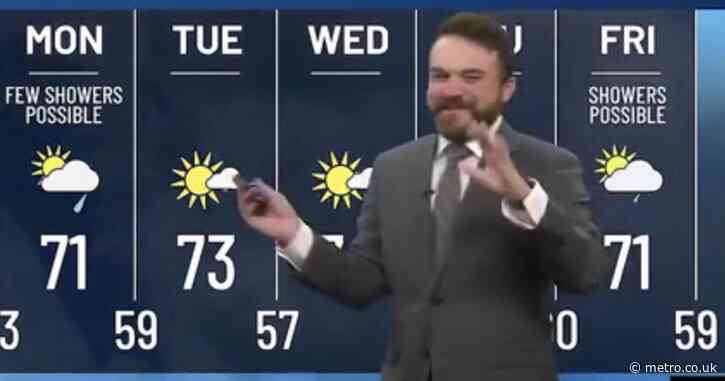 Weather presenter begs for broadcast to stop after breaking down in hysterics