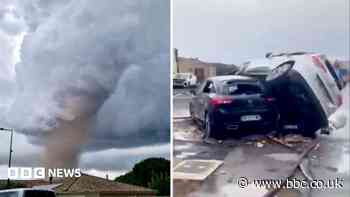 Moment tornado tears through southern France