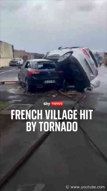 Vehicles and debris scattered as French village is hit by tornado