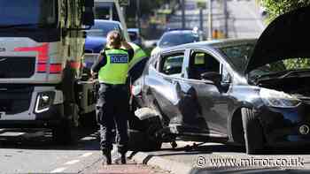 Police hunt driver as five-car crash near Gateshead stadium sees vehicle flip