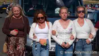 Mother of girl, nine, 'murdered by her father' on industrial estate sobs as she joins farewell procession for her daughter