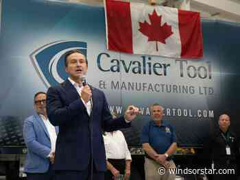 Poilievre calls for continued fight against 'terrible' U.S. auto tariffs during Windsor stop