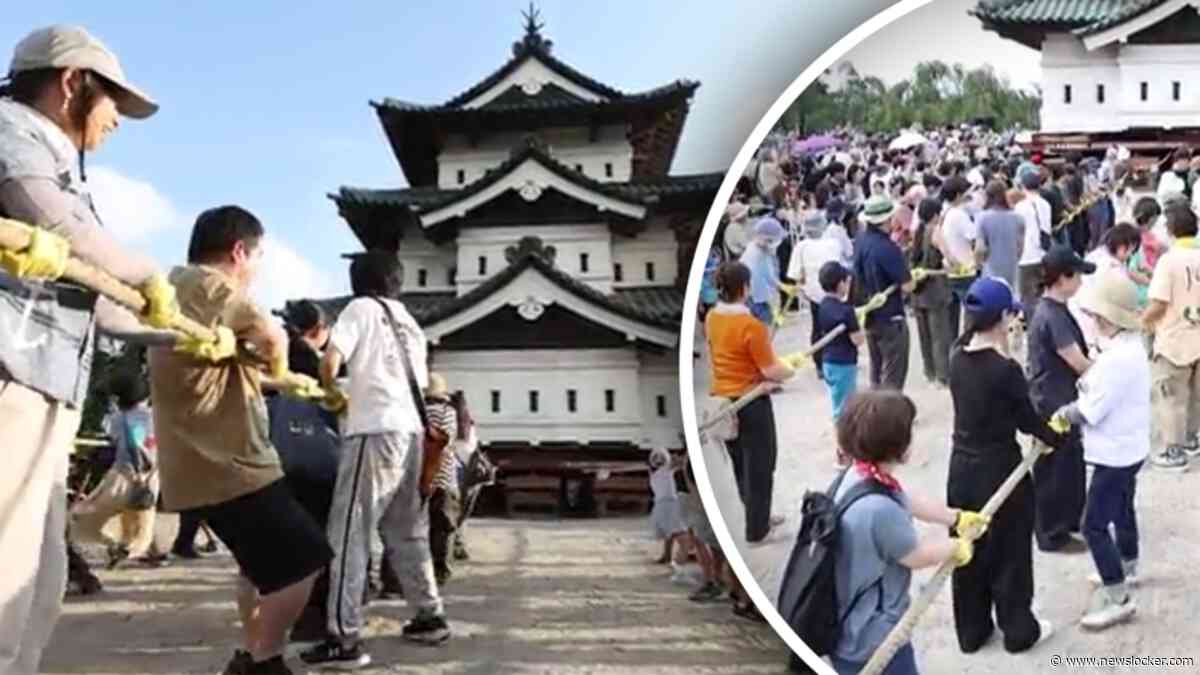 Opvallend schouwspel in Japan: 1800 Japanners verplaatsen kasteel van 360.000 kilo