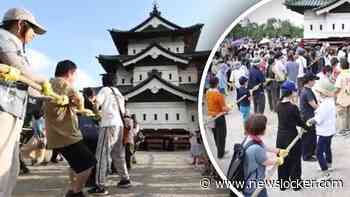 Opvallend schouwspel in Japan: 1800 Japanners verplaatsen kasteel van 360.000 kilo
