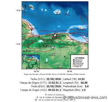 Funvisis reporta sismo de magnitud 3,0 al noreste de Caracas