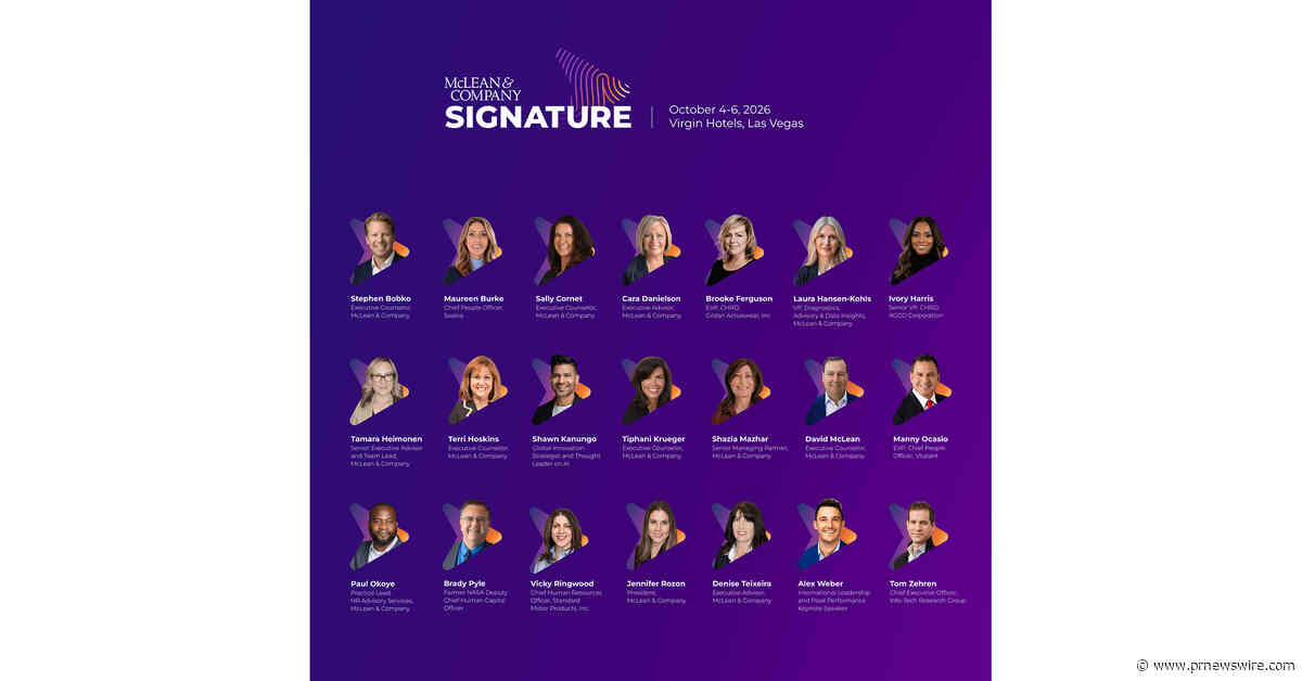 McLean &amp; Company Unveils Full Agenda for Signature 2026: HR Conference Will Bring CHROs Together to Navigate AI, Transformation, and the Future of Work
