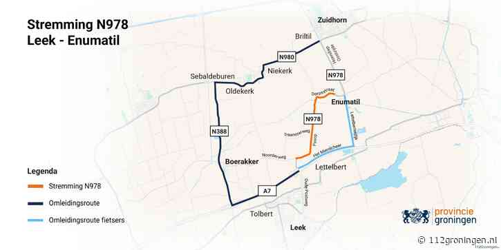 Vanaf 7 september groot onderhoud aan N978 tussen Leek en Enumatil