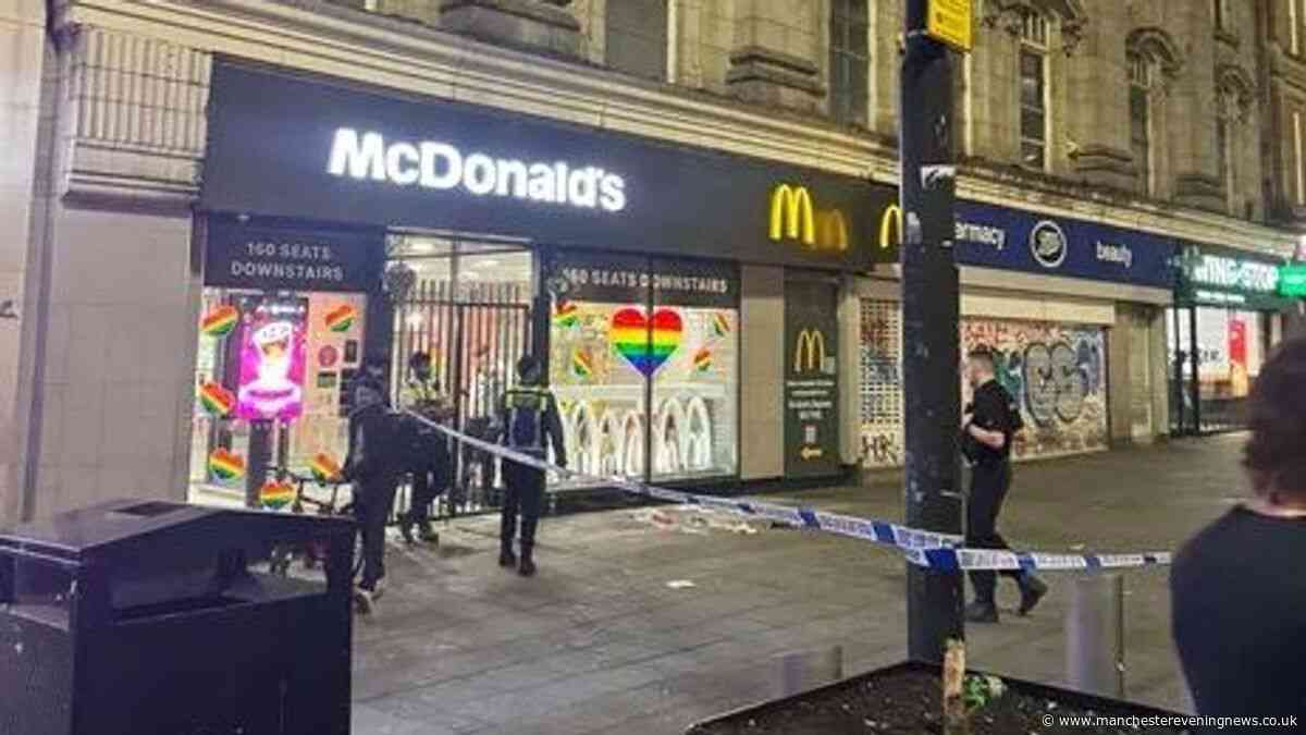 Incident at Piccadilly Gardens as police cordon in place outside McDonald's