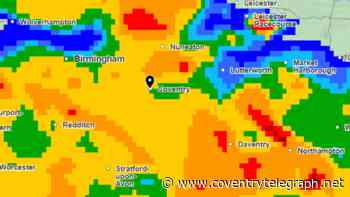 Exact time huge band of heavy rain will soak Coventry as yellow thunder warning triggered