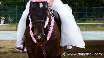 Showjumper rides down aisle at her 'magical' wedding in 'most meaningful tribute' to late father
