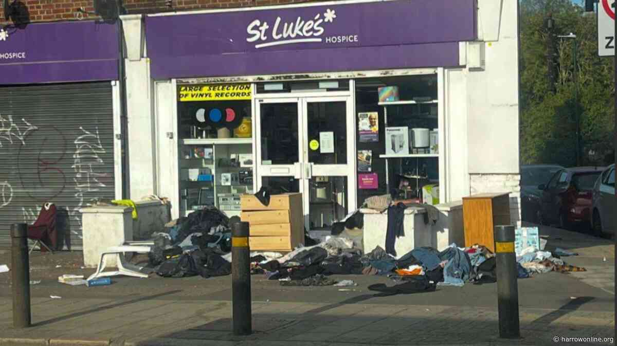 Fly-tipping outside Harrow Weald hospice shop costing charity vital funds