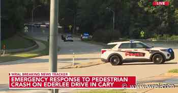 Cary road closed, person hit by car