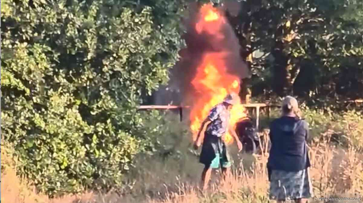 Moped engulfed in flames at Fairwater Park in Cardiff