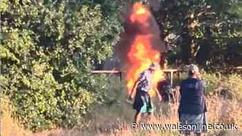 Moped engulfed in flames at Fairwater Park in Cardiff