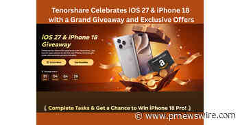 Tenorshare Launches iOS 27 &amp; iPhone 18 Giveaway: Win a Free iPhone 18, Get 25% Off