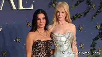 Nicole Kidman dazzles in a silver sequin gown as she joins leopard-print clad Sandra Bullock at the star-studded Practical Magic 2 premiere