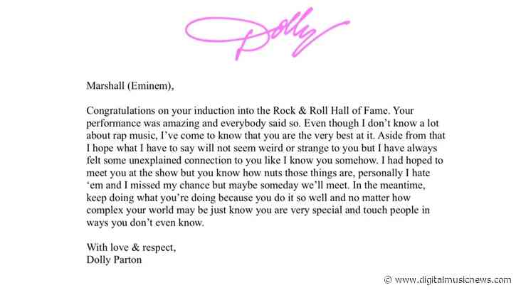 Eminem Shares Touching Letter He Received from Dolly Parton After His R&R Hall of Fame Induction