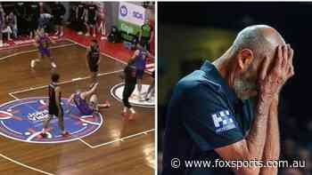 Bizarre scenes as ‘ice rink’ chaos sees rivalry clash cancelled mid-game with NBL giants fuming