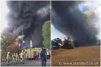 Mitcham fire: 125 firefighters battle huge blaze in south London as smoke billows across sky