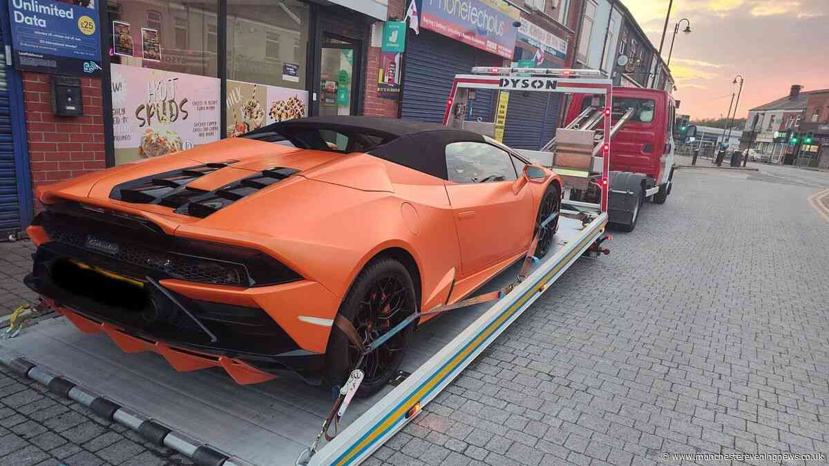 Lamborghini supercar taken away on back of truck after reports of racing through streets of Bolton
