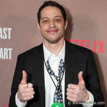 Pete Davidson Looks So Different With Blue Eyes, Long Dark Hair on Set