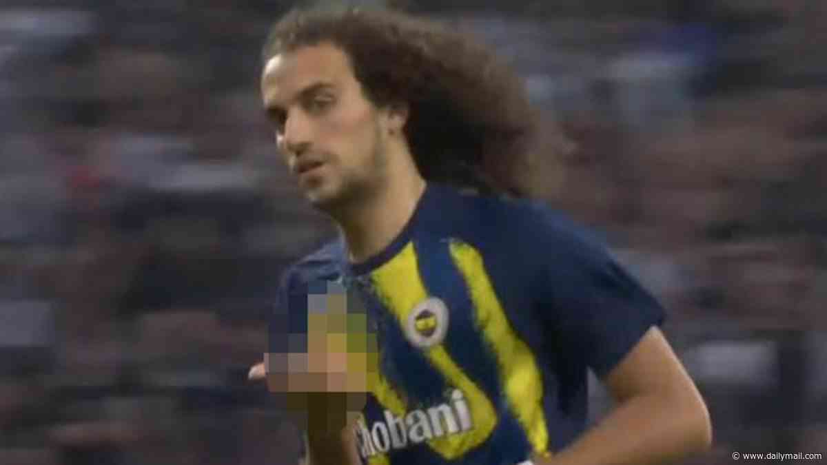 Ex-Arsenal villain Matteo Guendouzi sparks shocking Champions League brawl - with rival staff member trying to ATTACK star - after he delivered x-rated gesture to Lyon fans before Fenerbahce win