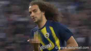 Ex-Arsenal villain Matteo Guendouzi sparks shocking Champions League brawl - with rival staff member trying to ATTACK star - after he delivered x-rated gesture to Lyon fans before Fenerbahce win