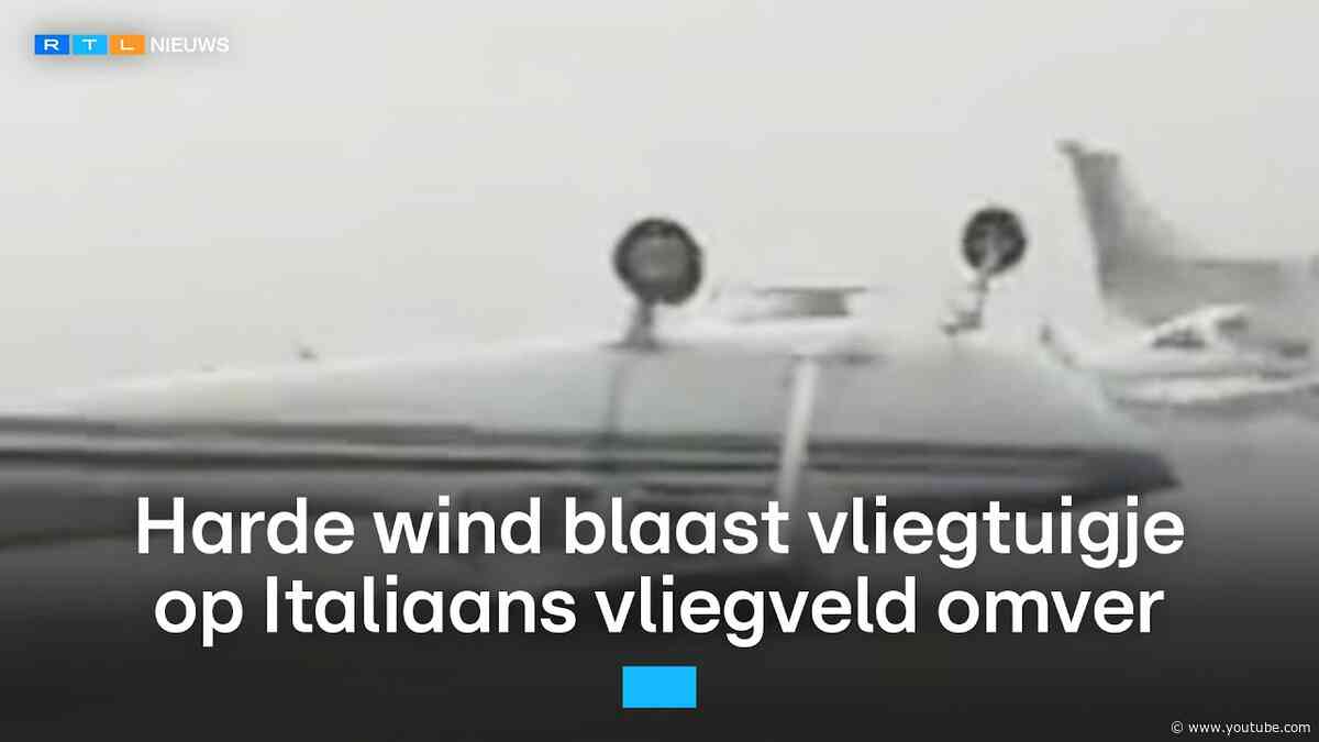 Harde wind blaast met 130 kilometer per uur vliegtuigje omver | RTL Nieuws