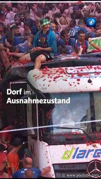 Traditionelle Tomatenschlacht in Spanien #tagesschau  #nachrichten
