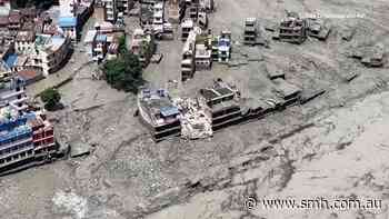 Drone vision of Nepal flash floods